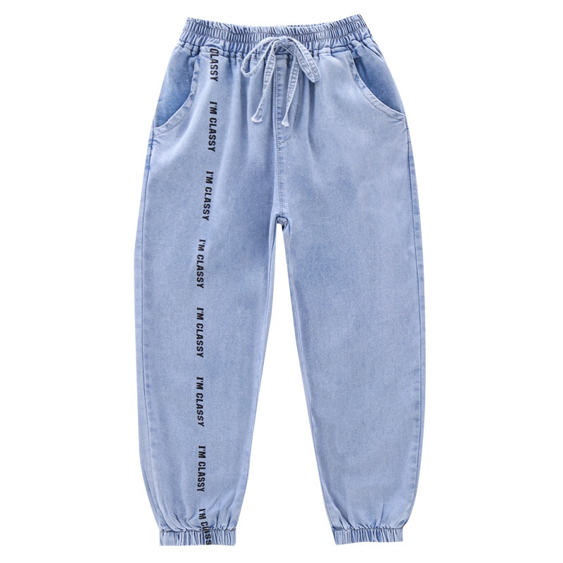 Teenagepiger sommer jeans efterår bomuld denim børnetøj afslappet lange bukser småbørn børn bukser teenager tøj 13 14
