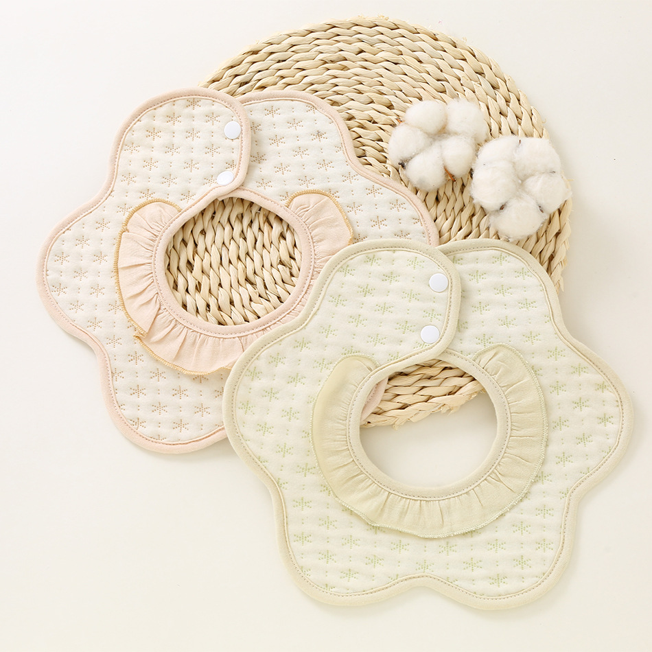 Baby Solid Color Petal Bibs Soft Cotton Burp Cloths Saliva Towel for Newborn Infant Toddler Baby Accessories Baby Feeding Stuff