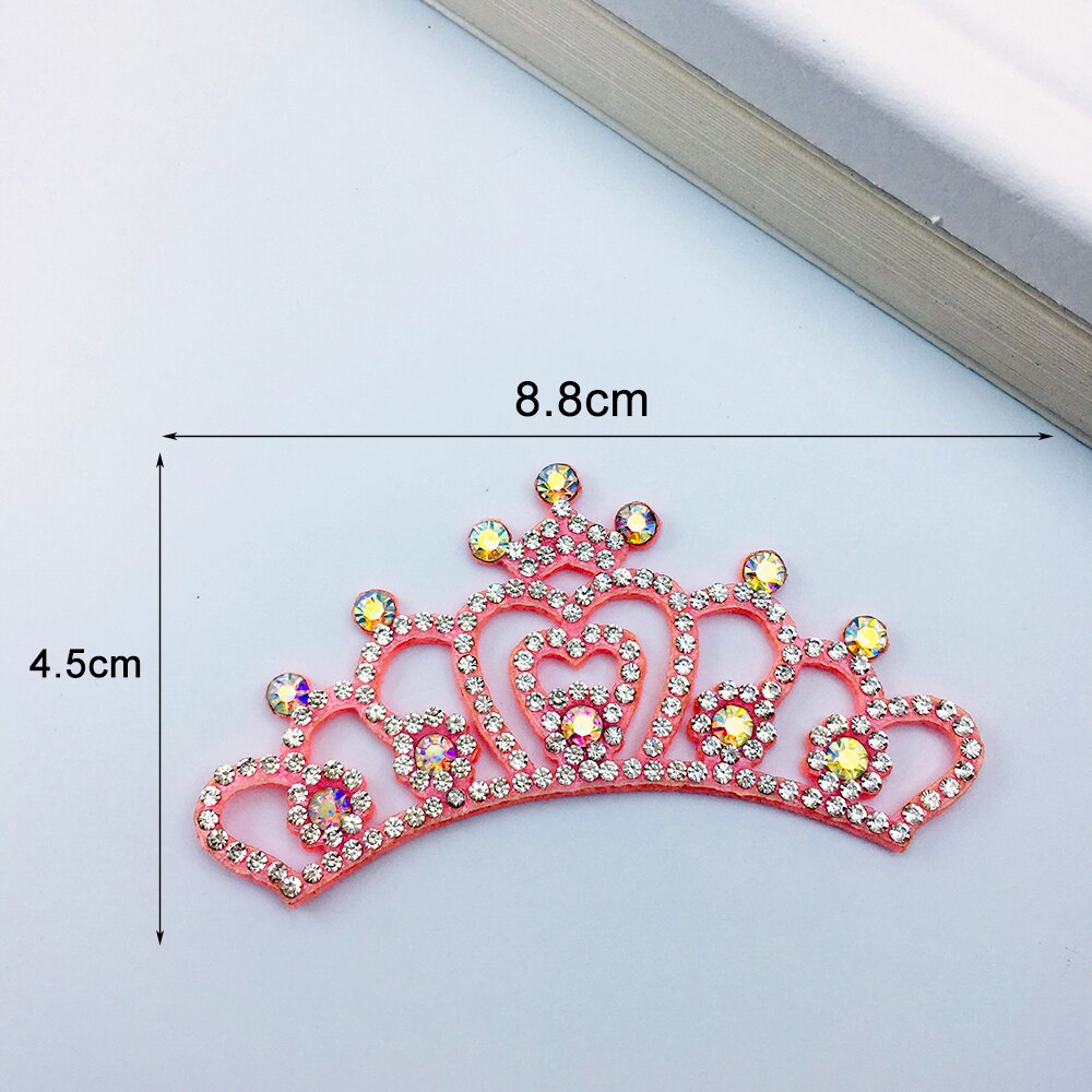 4 stuks kleurrijke, schattige prinsessen zilveren strass kroon applicatie doek voor knutselen/bruiloft/kleding decoratie patch diy accessoires: 5