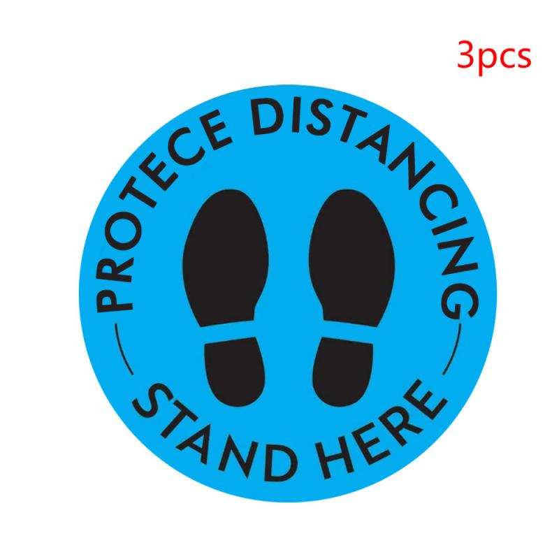 Distancia de protección figura adhesiva para el suelo protege las calcomanías de suelo de separación-señalización de piso de seguridad-mantener 6 pies lejos de Control de multitudes al aire libre: 3pcs blue