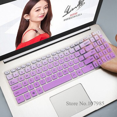 Til asus vivobook 15 n580gd n580v nx580 r560ud r560u r560 15 15.6 tommer silikone laptop tastatur cover skin protector film: Gradvis lilla