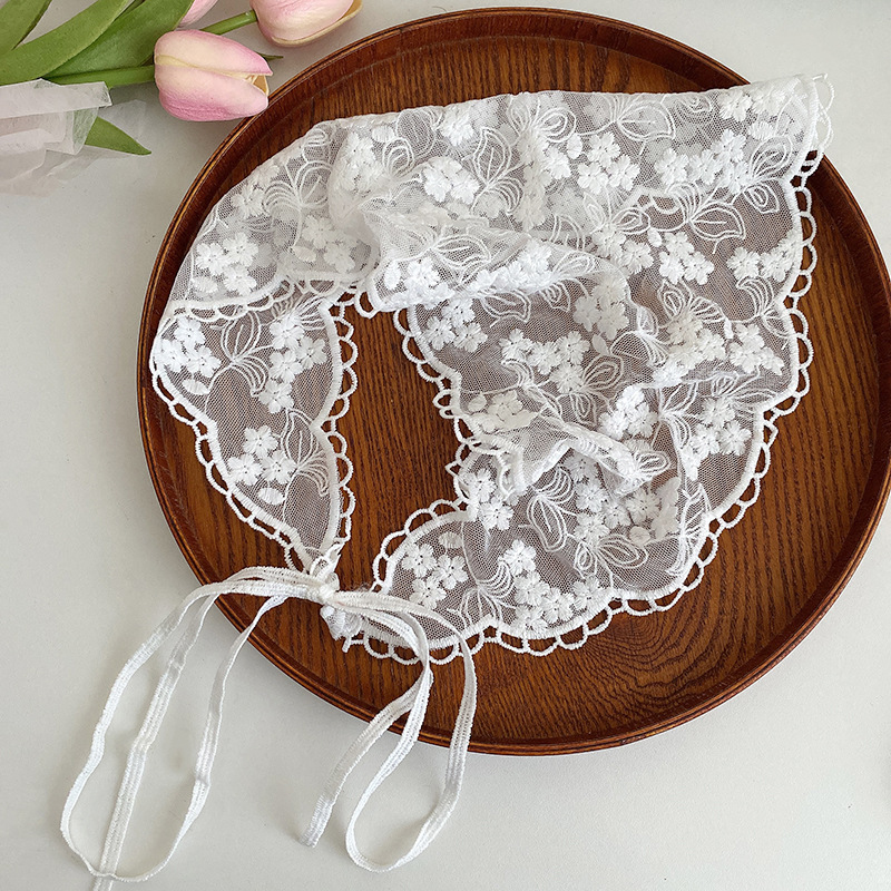 Franse beige bloemenkanten hoofddoek, lief en schattig, landelijke stijl, sjaal voor lente, zomer, kust, bos, foto's, hoofddeksel voor meisjes: Rood