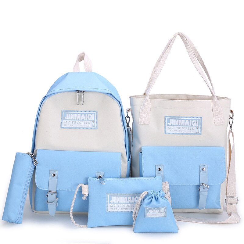 Mode Vrouwen Rugzakken 4 Set Schooltassen Gemengde Kleur Grote Capaciteit College School Rugzak Voor Tiener Meisje Schoudertas