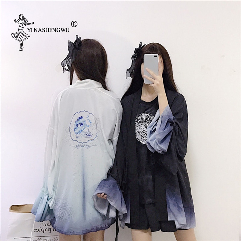 Kimono japonés de manga larga para mujer, cárdigan estampado, ropa de protección solar, Yukata tradicional asiática japonesa