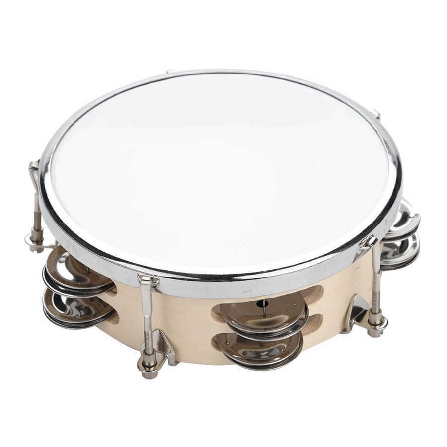 6"/8" Tunable Wood Tambourine Hand Percussion Musical Instrument KTV Rhythm