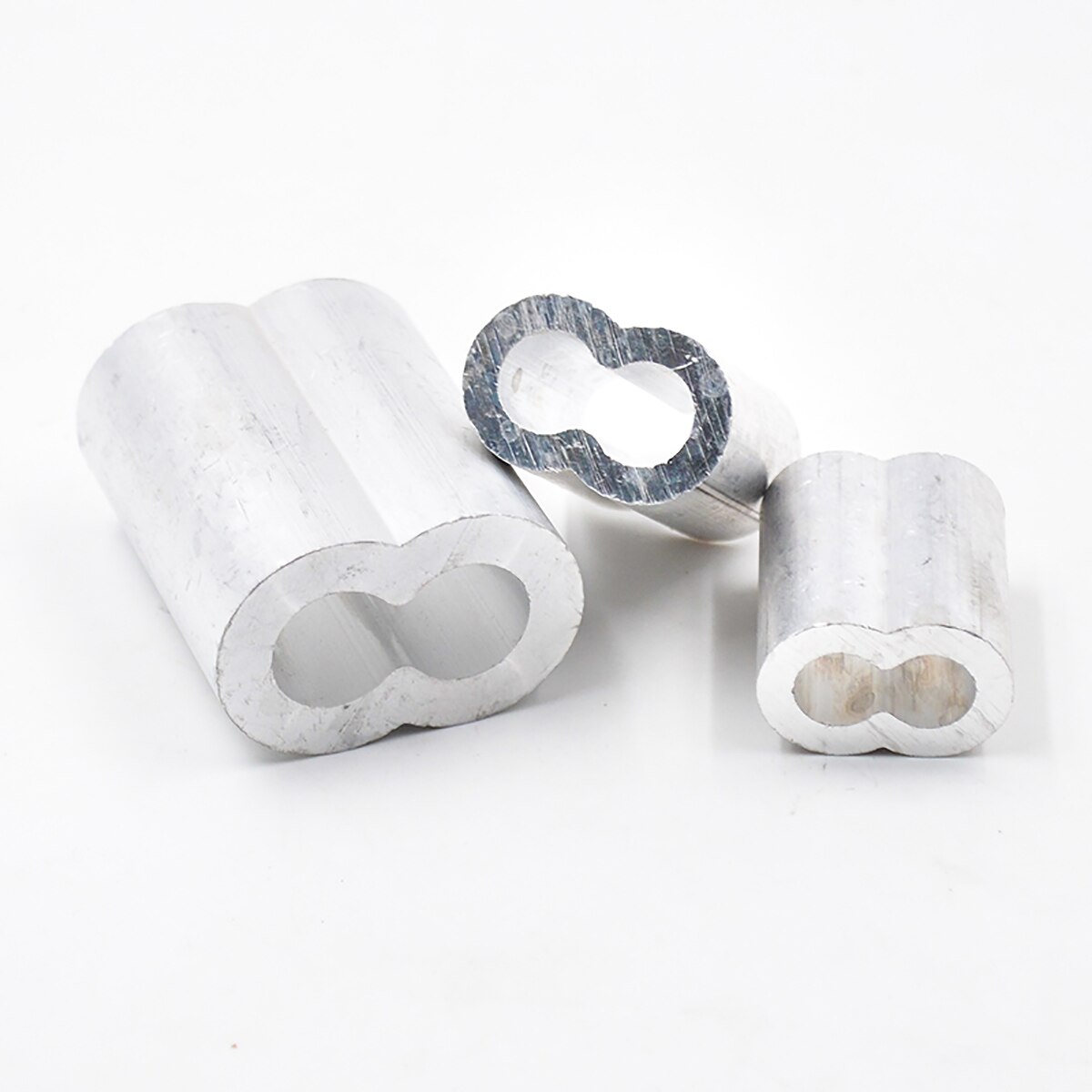 Manchons ovales en aluminium M10 M12, 2 pièces, manchon à sertir, câble métallique, verrouillage, Double baril, virole, boucle