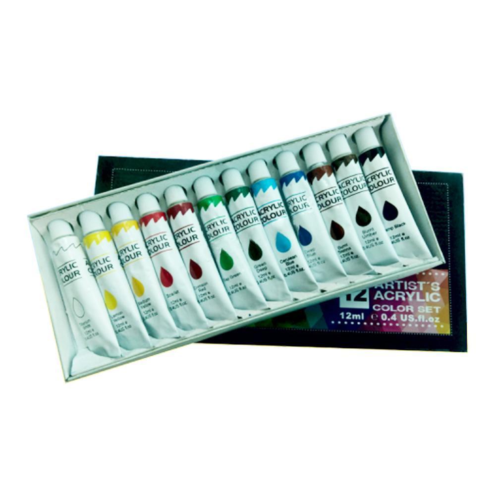 1 sæt  of 12 farver 12ml metalfarve akrylmaling til kunst maling maleri maleri væg kunstner rørforsyning   z4 h 7