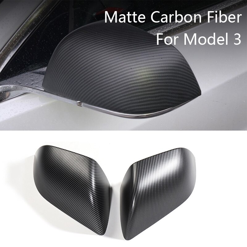 Matte Carbon Fiber Rearview Mirrors Guard Covers Caps Side Mirror Protector for Tesla Model 3 Exterior Modification: Default Title
