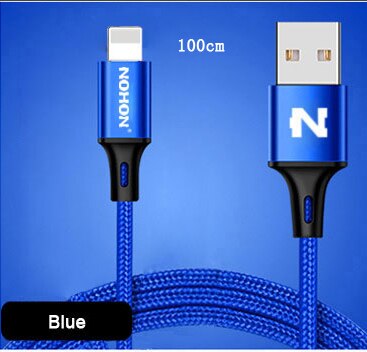 Original nohon 8pin cabo usb para iphone 7plus 6s mais 5 5S 5c ios 10 9 8 ipad ipod cabo de carregamento rápido sincronização dados fio: Blue - 100CM