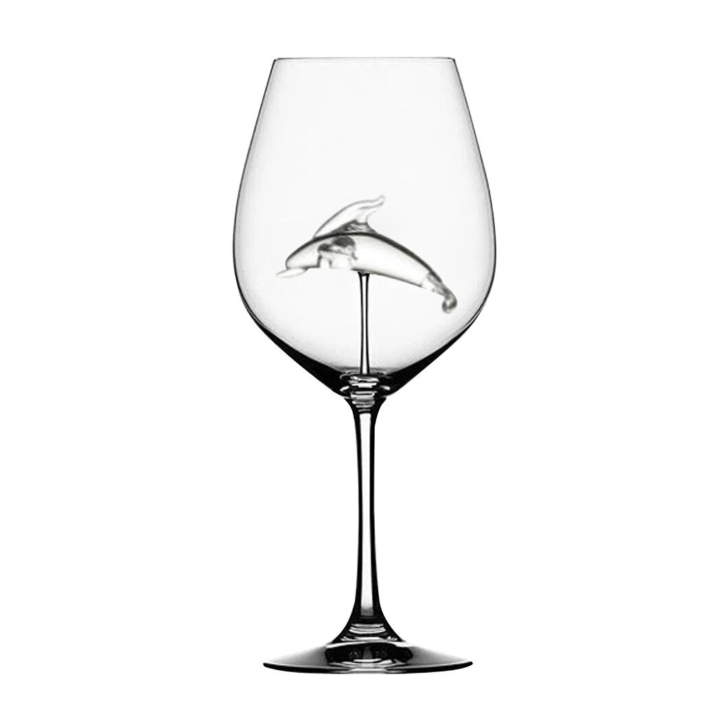 Dolphin Goblet Red Wine Glasses with Dolphin Insid... – Grandado