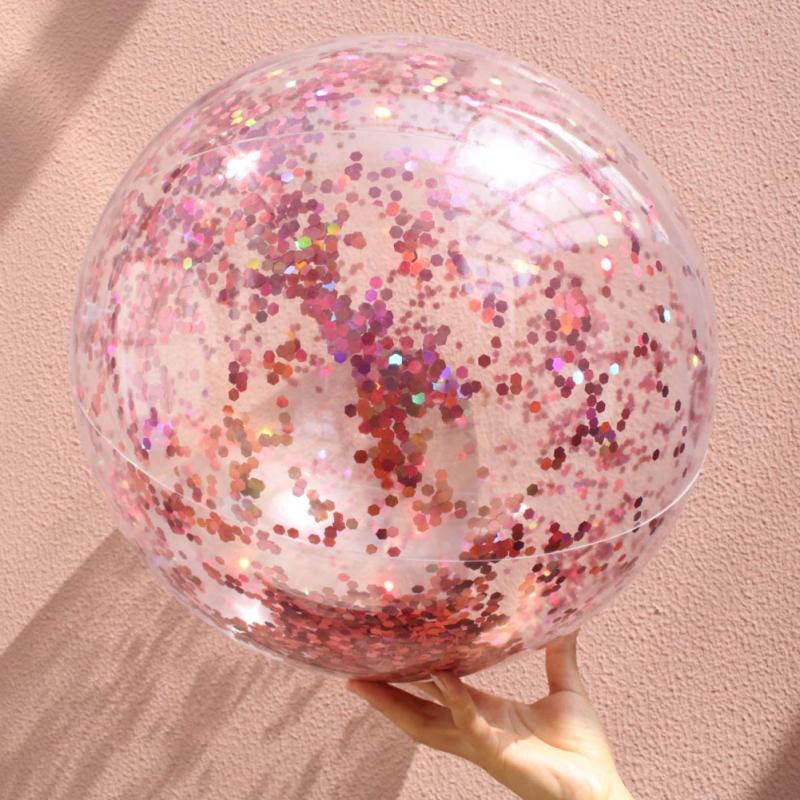 1pcs Transparent Flash Ball Inflatable Sequins for Summer Beach Pool Party Ball Game