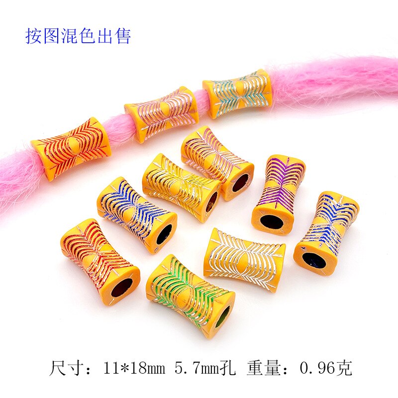 20 Stks/zak 14 Stijl Kleurrijke Big Hole Vintage Geschilderd Plastic Kralen Afrikaanse Haar Ringen Reggae Gevlochten Dreadlock Accessoires: L510-13