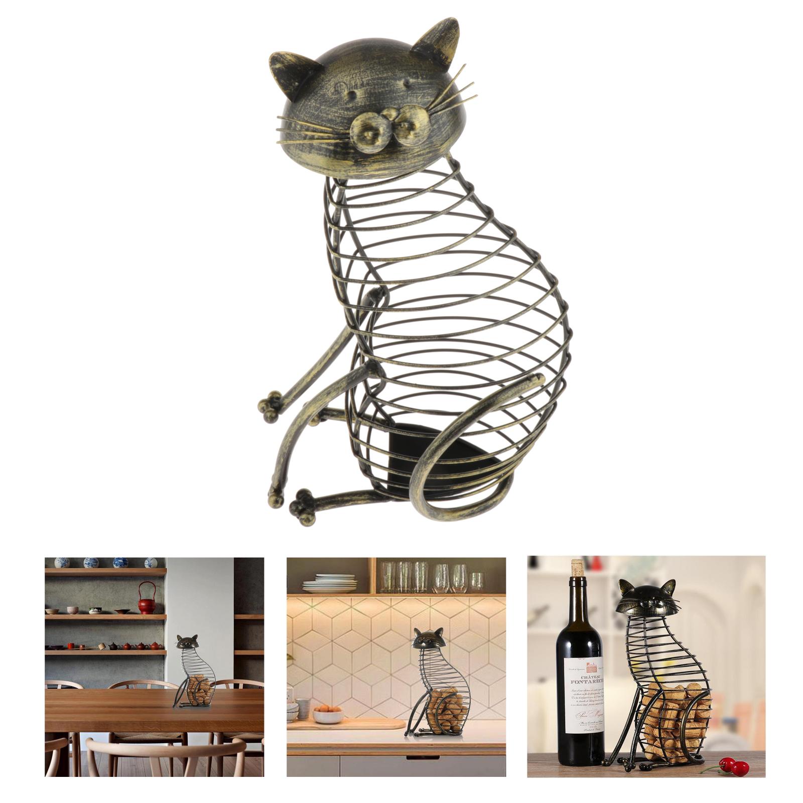 Wijn Kurk Houder, Decoratieve Wijn Kurk Houder Wijn Vat In De Vorm Van Een Elegante Metalen Kat