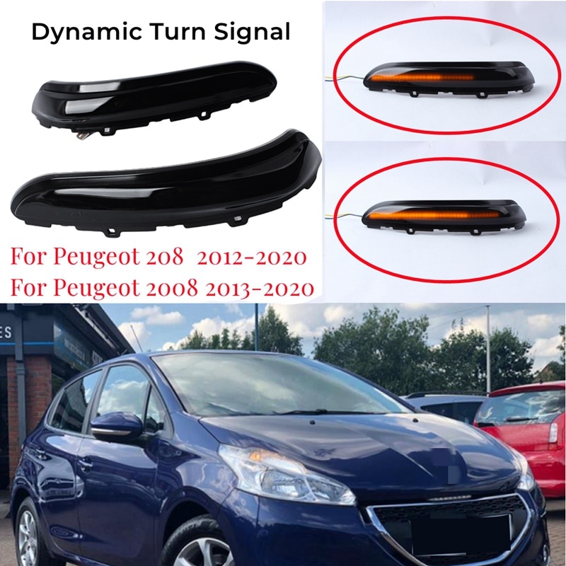 Dla Peugeot 208 2008 - 2020 Citroen C3 dynamiczny włączony kierunkowskaz doprowadziło boczny kierunkowskaz w lusterku migacz: Default Title