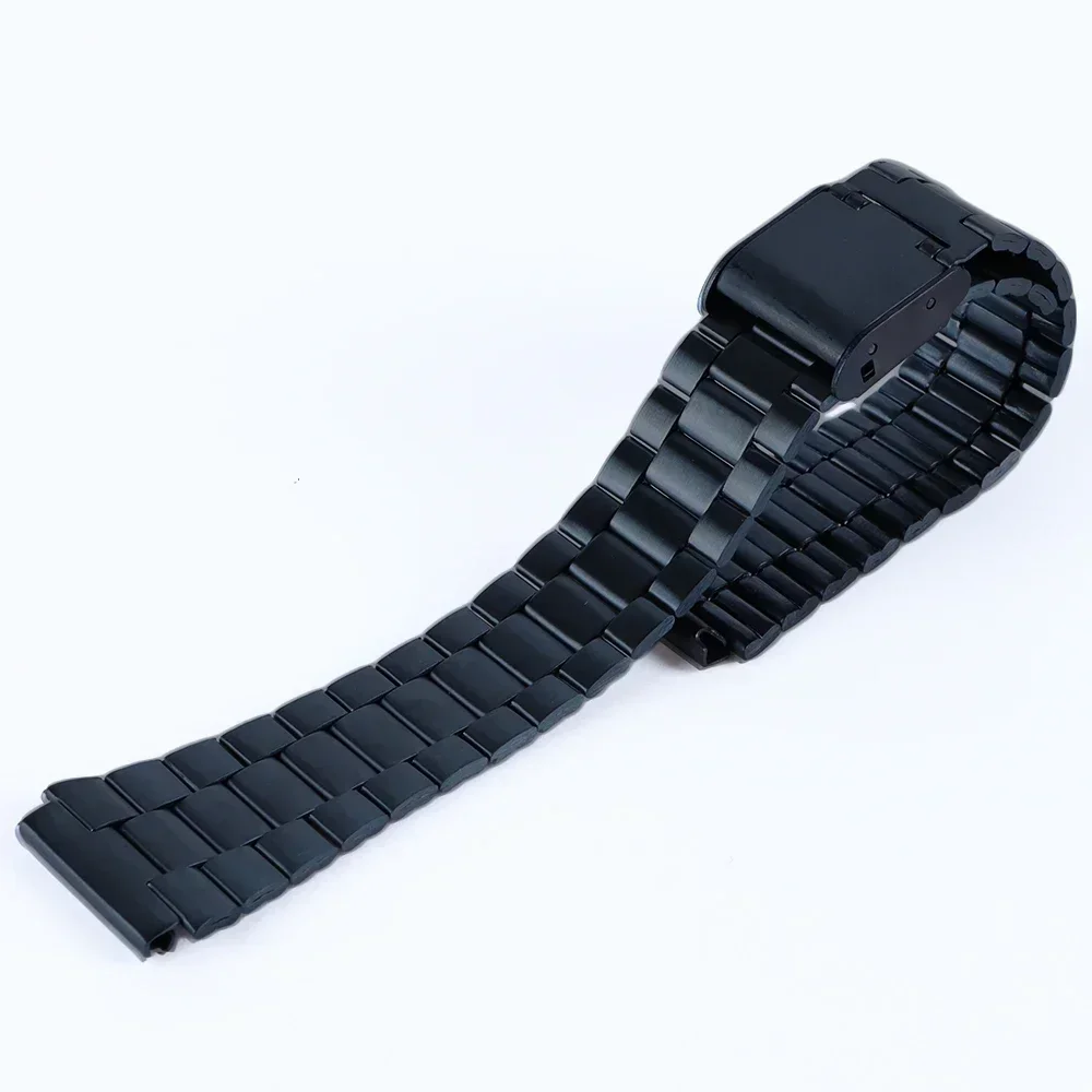 Correa de reloj de acero inoxidable para Casio SGW400 F91W F84 F105/108/A158/168 AE1200/1300, correa de reloj de Metal Vintage, pulsera para hombres y mujeres: Red black / 18 mm