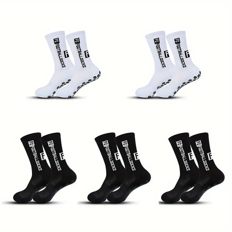 5 Paar rutschfeste Fußballsocken, atmungsaktiv, verschleißfest, Outdoor-Sportsocken für Fußball, Rugby, Basketball, Laufen: Beige