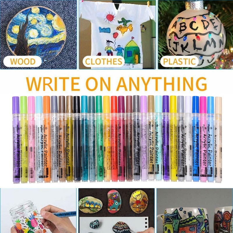 Painting Supplies Acrylic Paint Marker Pen 28 Colors/set Art Markers Wrote On Canvas Metal Ceramic Wood Plastic
