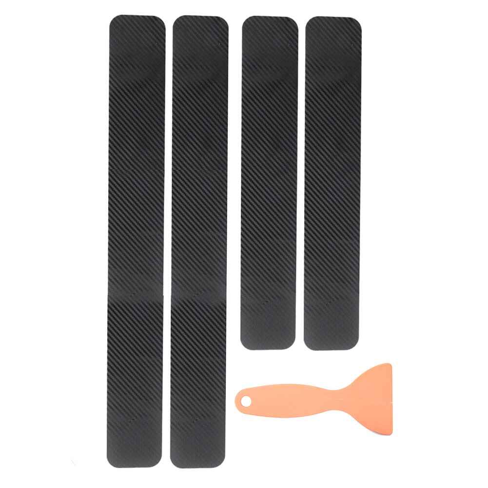 4pcs/Set 3D Carbon Fiber Scuff Plate Car Door Sill Protector Panel Stickers Black Wrap Film Automotive Wrap Film Anti-Collision