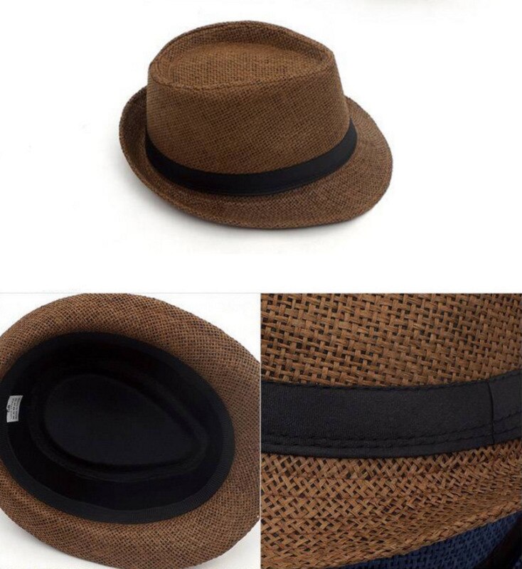 Unisex kvinner menn sommer casual trendy beach sun straw panama jazz hat cowboy fedora hat gangster cap