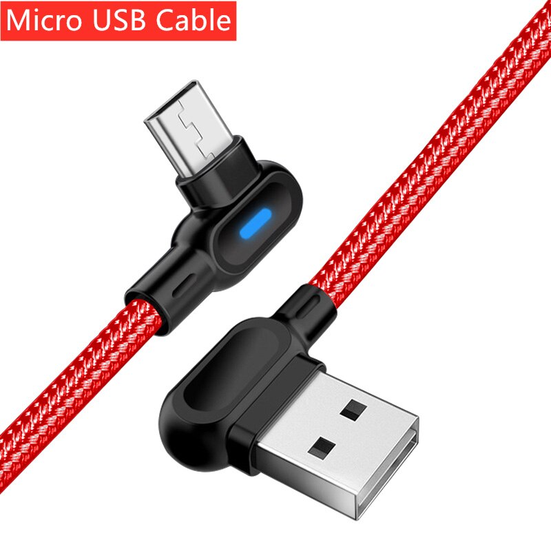 UGI 1M 2M 90 Degree 2.4A Fast Charging Cable Charge Micro USB Type C USB C For Tablet Data Sync Transfer L Shape 0.25M 1M 2M: Micro USB Red / 1m