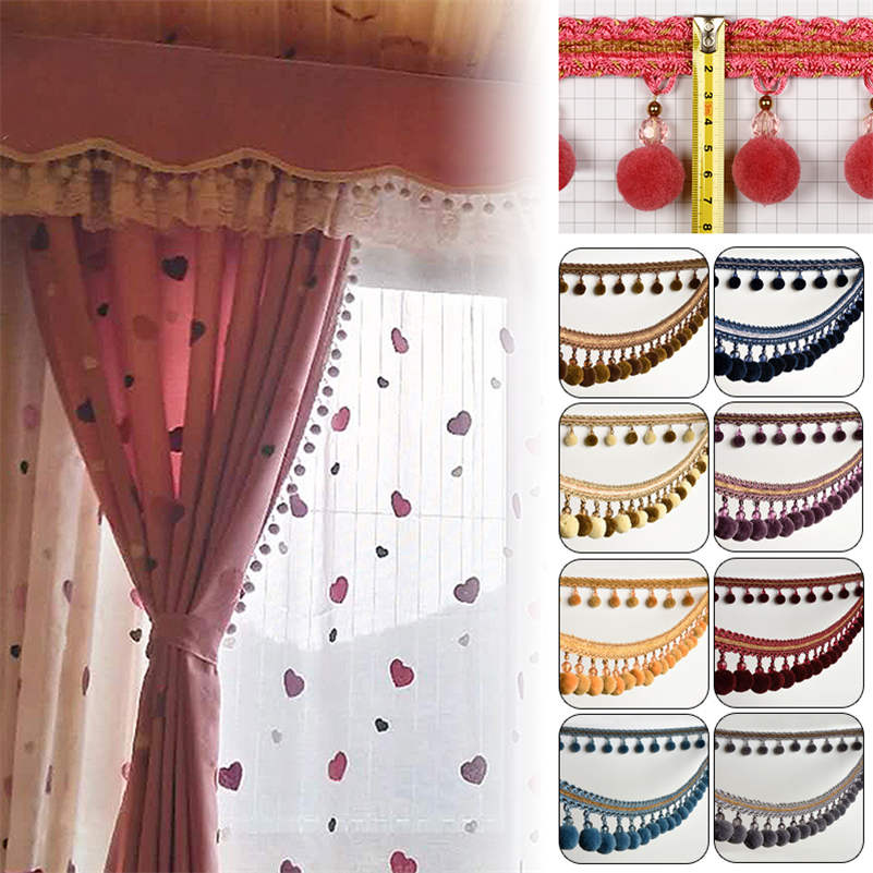1M Pom Pom Bobble Trim Fringe Gordijn Naaien Sofa Kwastje Ballen Rand Kralen Lint Bobble Rand Bekleding Ambachten