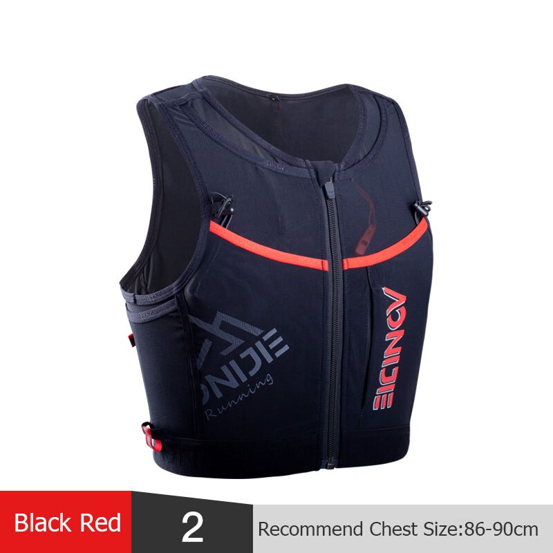 AONIJIE-Mochila deportiva C9106S de secado rápido, chaleco de hidratación con cremallera para senderismo, correr, Maratón, color negro, 10L: Size 2