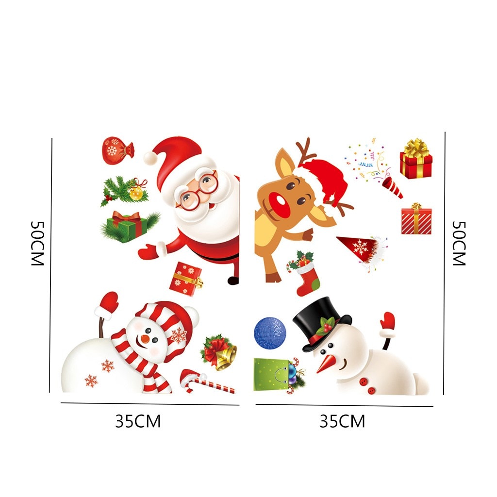Noël dessin animé Santa cerf autocollant actuel noël fenêtre verre électrostatique pâte autocollant décorations pour la maison #30