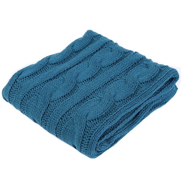 Battilo Cable Knit Throw Blanket, Acrylic Soft Cozy Snuggle TV Blanket, All Seasons Suitable for Adults and Kids, 50"x60": Teal