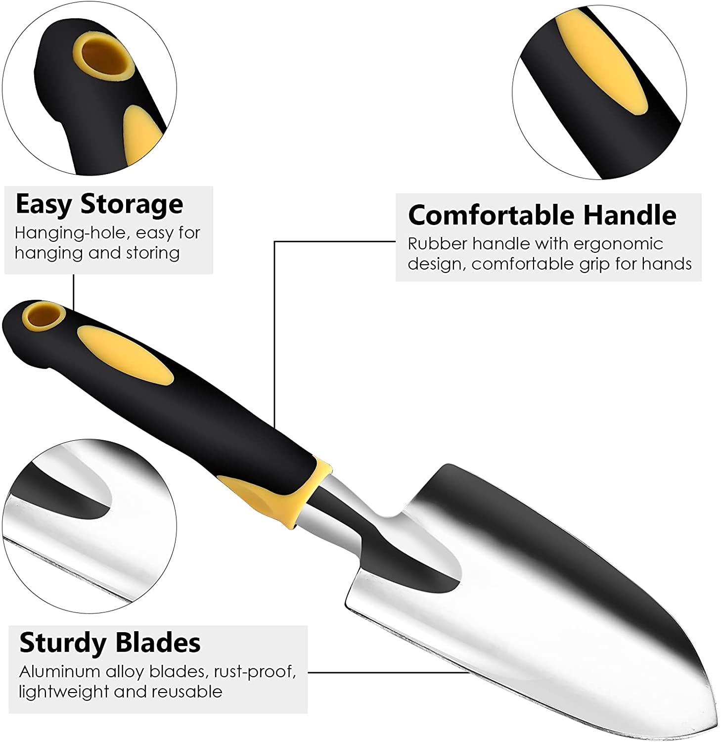 3 Piece Garden Tool Set Durable Aluminum Gardening Kit Includes Trowel Transplanter Cultivator Heavy Duty Garden Tool Kit Garden