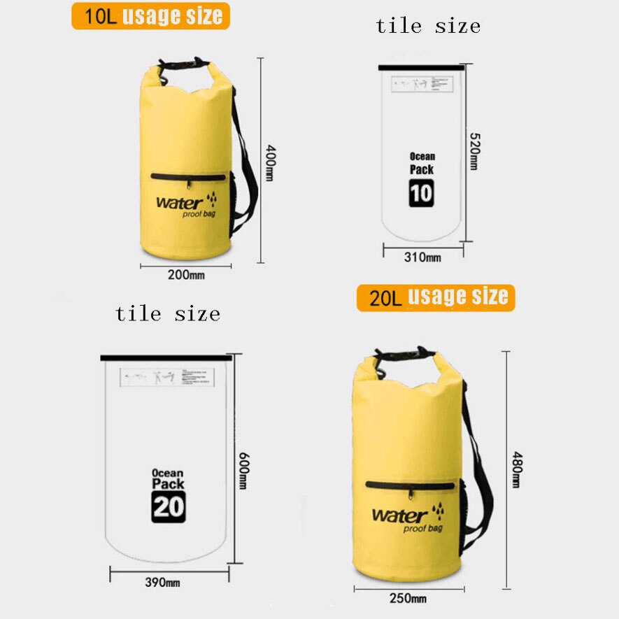 10L/20L Waterproof Swimming Bag Drifting Floating Beach Dry Backpack Boating Sack Floating Bags Rafting Backpacks Buoy Handbag