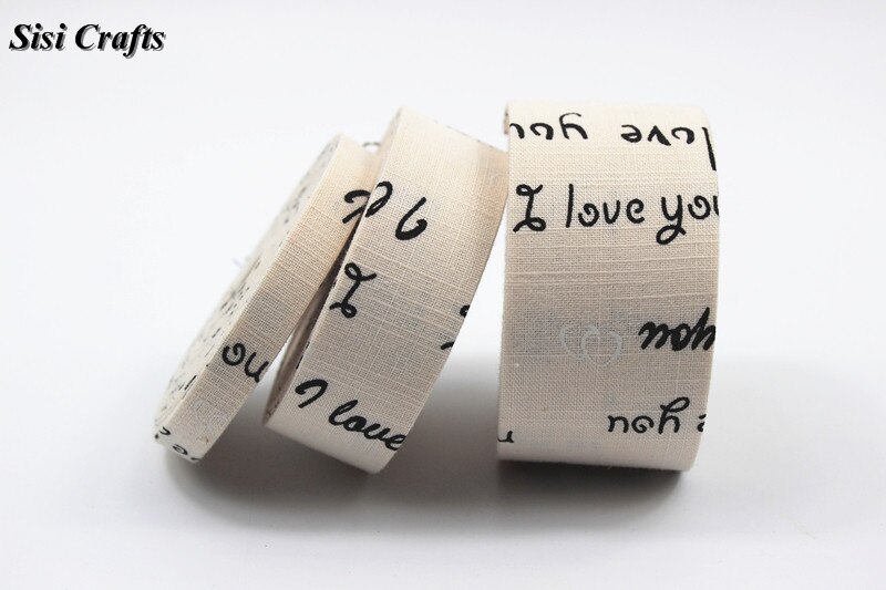 Sisi hantverk trycktejp cyan rosa elfenben jag älskar dig band tyg riband bias skiktning gör det själv hår rosett krage handgjorda tillbehör