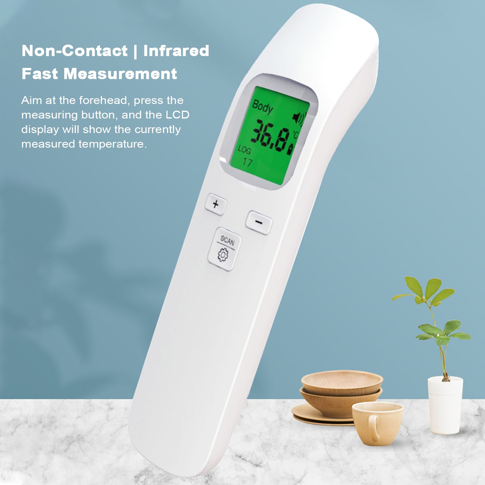 Digitale thermometer voorhoofd, contactloze lichaamsthermometer, infrarood lcd-thermometer voor volwassenen, koortsthermometer voor kinderen
