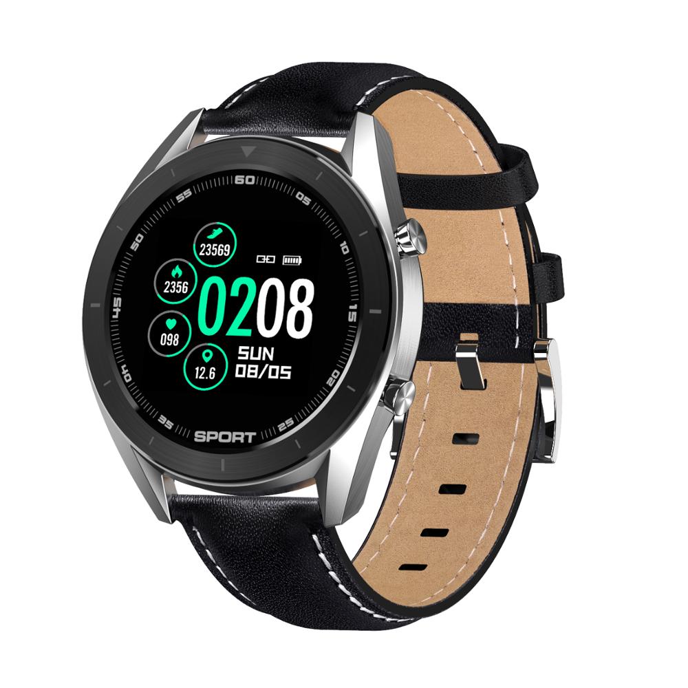 LYKRY DT99 montre intelligente montres de sport IP68 étanche fréquence cardiaque surveillance du sommeil Fitness Tracker pour Xiaomi Iphone: Black Silver leather