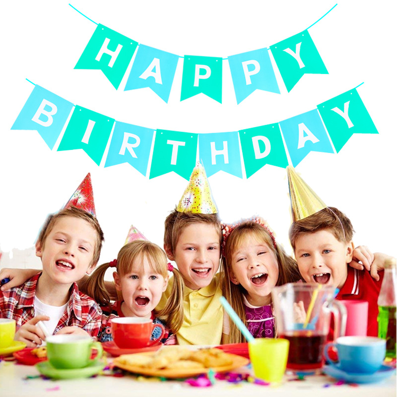 1 Juego de decoración de feliz cumpleaños, banderines para de cumpleaños, guirnalda, suministros para Baby Shower, decoración de pancarta de papel, feliz cumpleaños