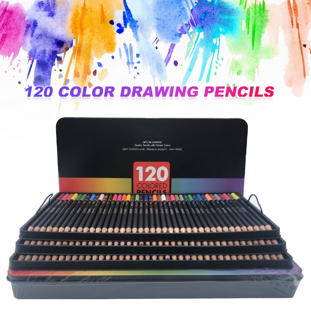 120 stk / sæt tegning skitse blyantsæt manga kalligrafi skitsering tegning blyantsæt farvede blyanter blyanter papirvarer kunstforsyninger
