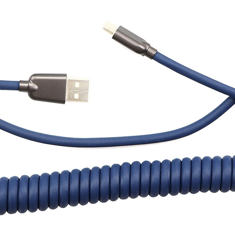 Coiled USB-C Cable - Detachable Aviator Connector - Mechanical Keyboard Cable for GH60 GK61 GK64