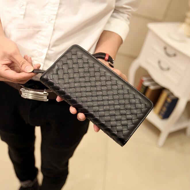 multi-card woven wallet long hand bag hand-made mobile phone bag clutch bag men and women wallet