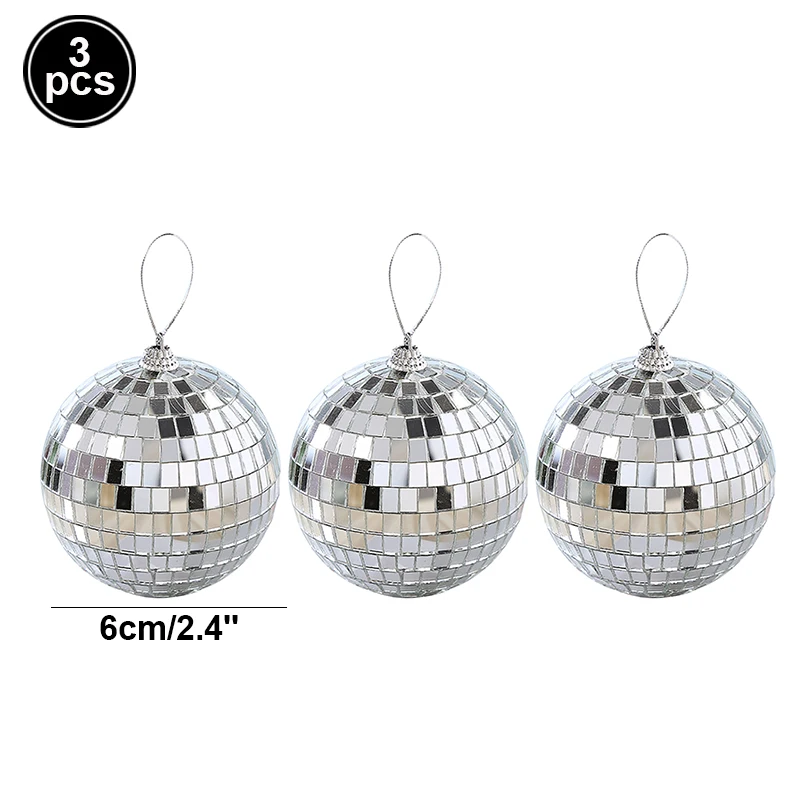 Bola de discoteca con espejo de 2-10cm, decoraciones de de los años 70, adornos colgantes reflectantes para decoración de pasteles de de cumpleaños, suministros de boda: Gris claro