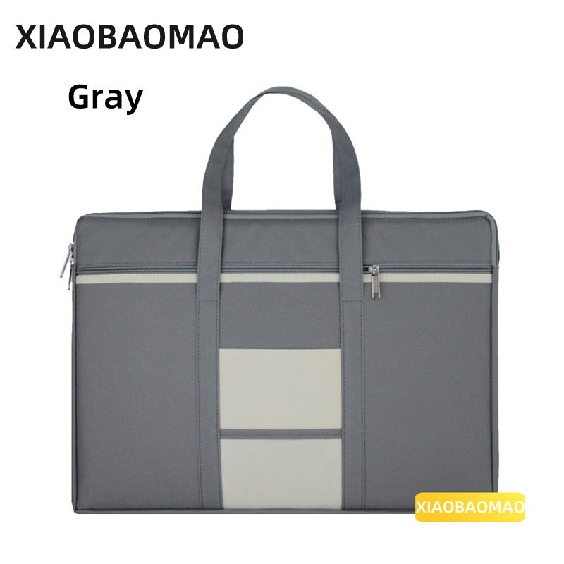 A3 Document Bag Large Capacity Double Layer Zip Storage Bags file bag Filing Products Pocket Folder Office School Supplies: a gray