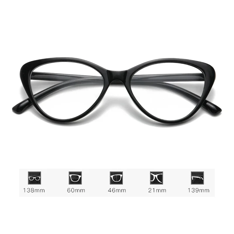 Trend Myopia Glasses for Women Men Retro Square Cat Eye Frame Minus Eyeglasses Prescription Eyewear Diopter 0 TO -4.0