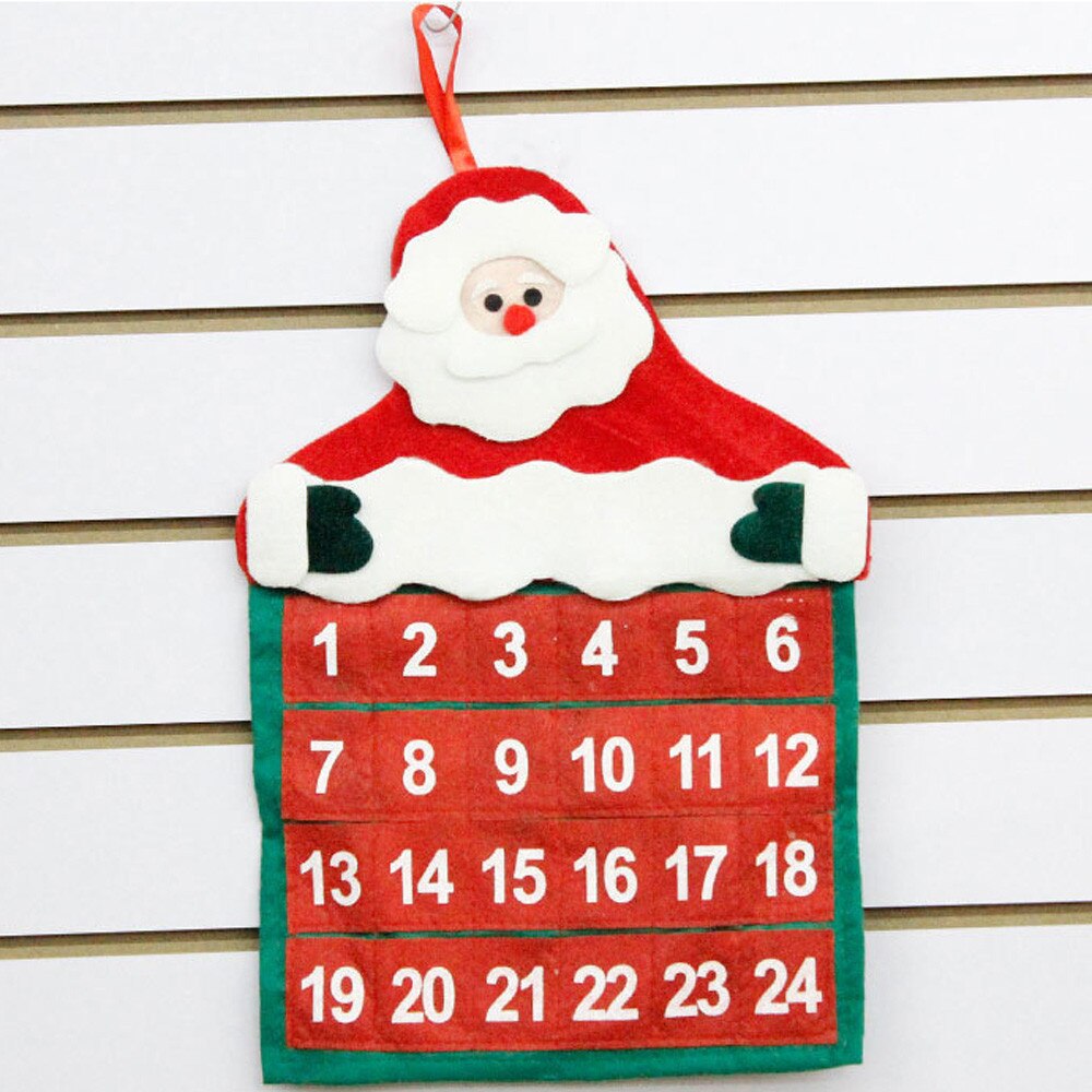 Christmas Countdown Advent Calendar Felt Cloth Santa Claus Ornaments Xmas Year Christmas Decoration