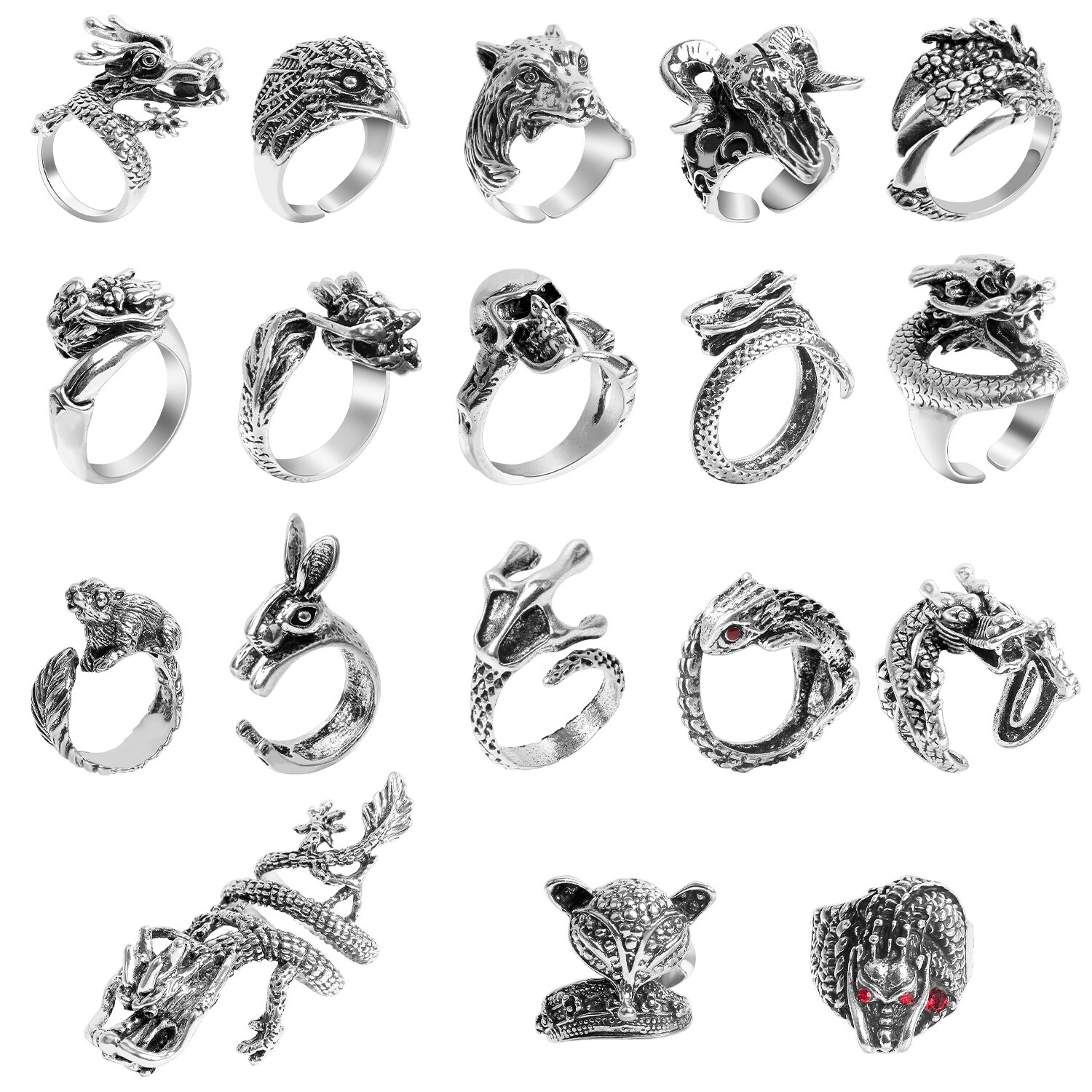 Animali Vintage Dragon Claw Snake Ring uomo donna Punk Hip Hop anelli di apertura personalità regolabile anelli gotici regalo gioielli