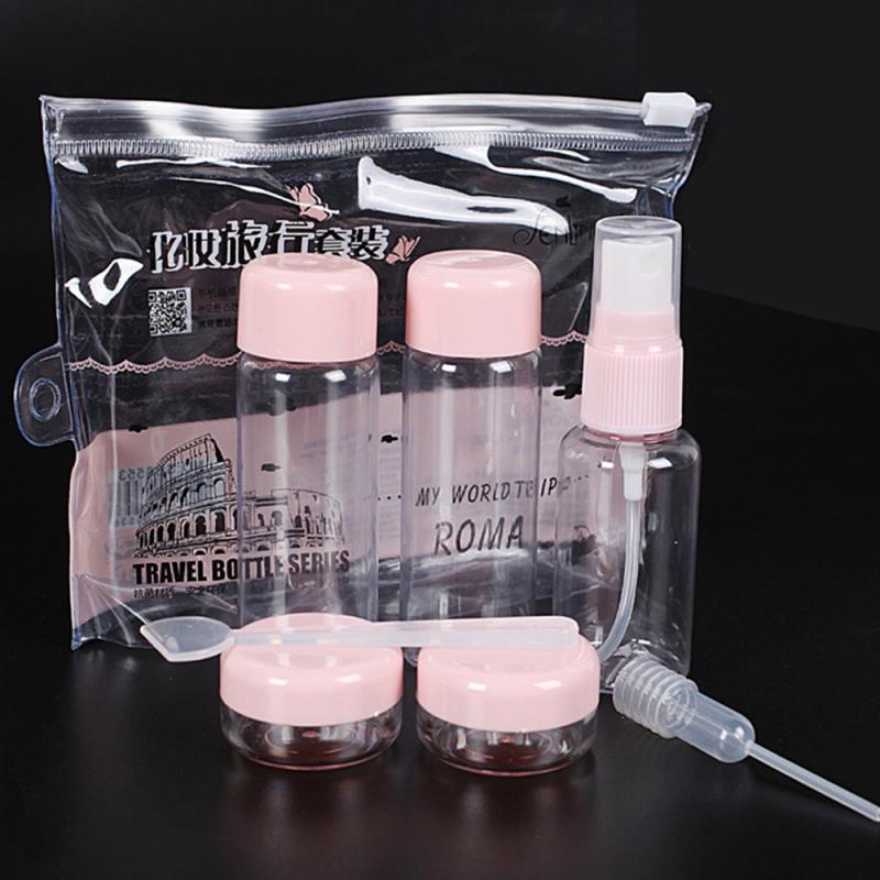 Container Bottle 7 Pcs/set Travel Mini Plastic Transparent Empty Make Up Container Bottle Kit Storage Jars