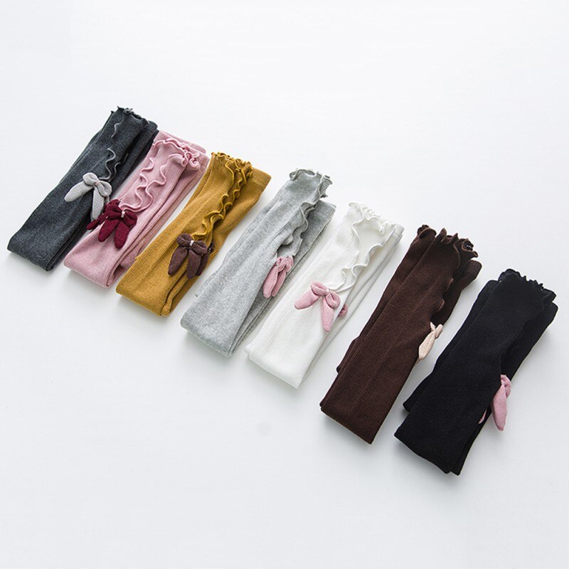 Herbst Winter Kinder Mädchen Gestrickte Leggings Kinder Feste Legging Baby Kleinkind Casual Ankle Bowknot Strümpfe