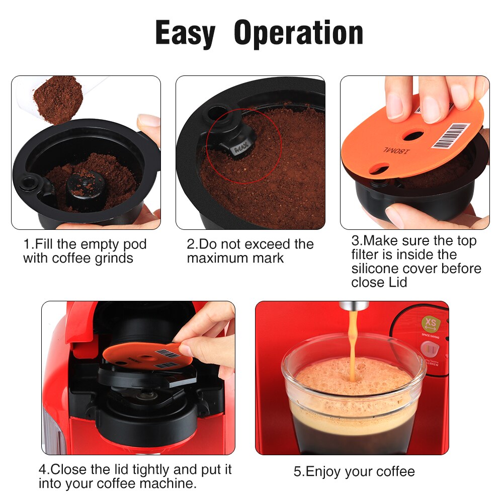 Diy smag genopfyldelige kaffekapsler kompatible med b 0 sch maskine tassim 0 genanvendelige pod crema maker miljøvenlige