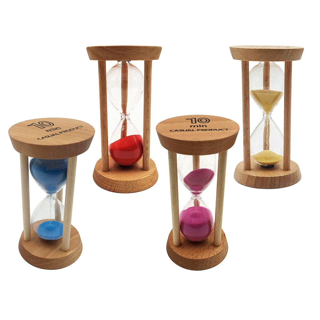 10 Minutes Wood Frame Sand Timer with Yellow Sand Hourglass for Training