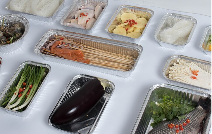 Grill staniol bageboks rektangulær engangs madpakke grillet skål emballage plateau jetable