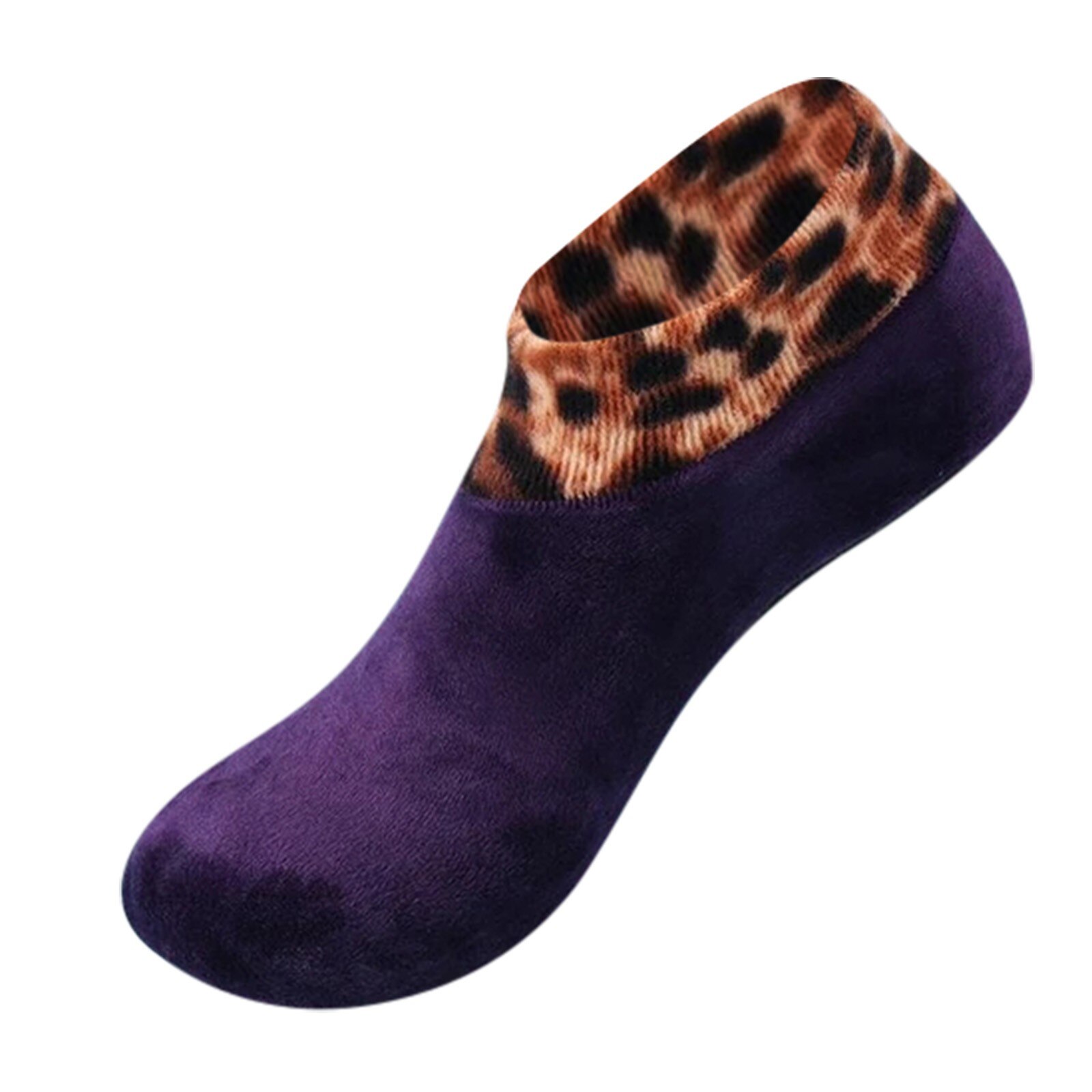Donna uomo inverno caldo stampa leopardo addensare calzini termici lana Cashmere antiscivolo calzino per la casa stivali morbidi calzini per dormire al pavimento: VIOLA
