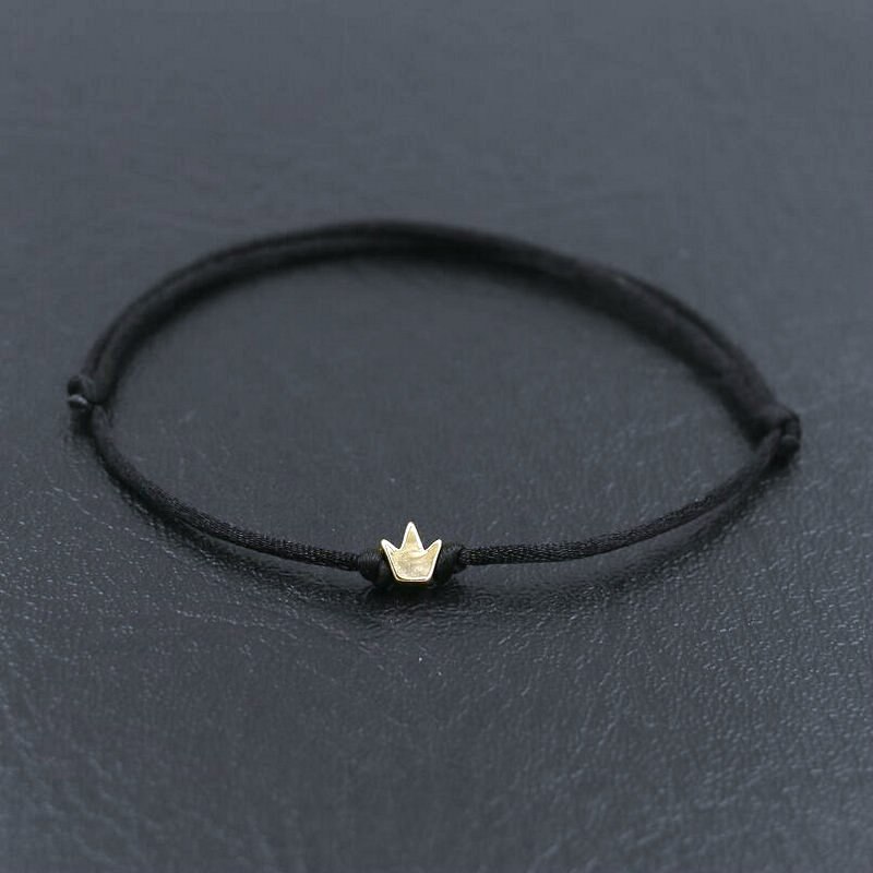 Coeur étoile couronne Simple fil rouge chaîne Bracelet pour femmes hommes bijoux faits à la main: black crown