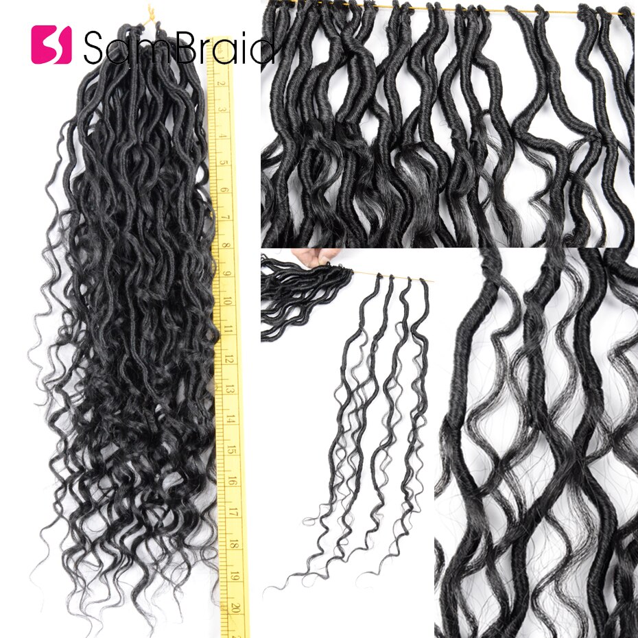Sambraid 18 tommer faux curly locs hæklet hår syntetisk fletning hair extensions curly locs hæklede fletninger til kvinder sort